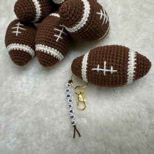Handmade Crochet American Football Ball Hanging Keychain Keyring l Bag Accessories l Finished Product