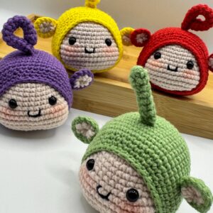Crochet Teletubbies Keychain – Handmade Amigurumi Accessory – Cute Bag Charm